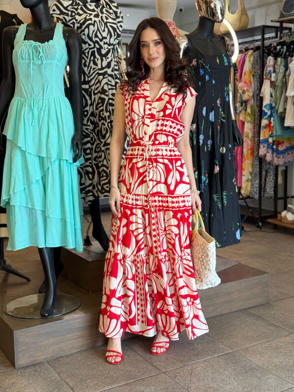 Scarlet Bloom Maxi Dress