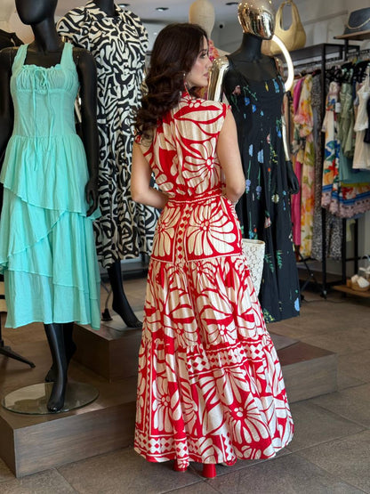 Scarlet Bloom Maxi Dress