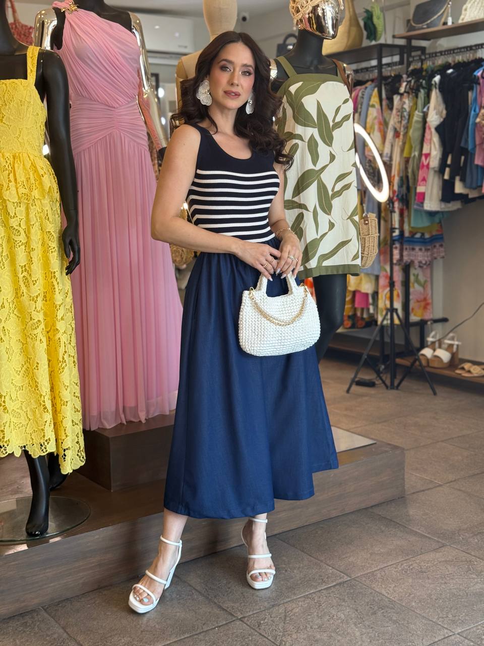 Nautical Grace Midi Dress