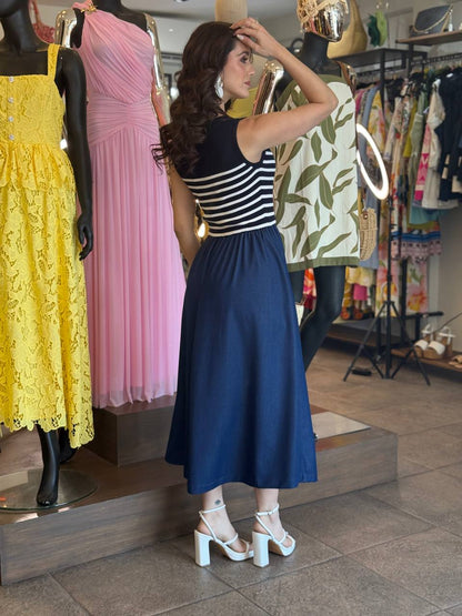 Nautical Grace Midi Dress