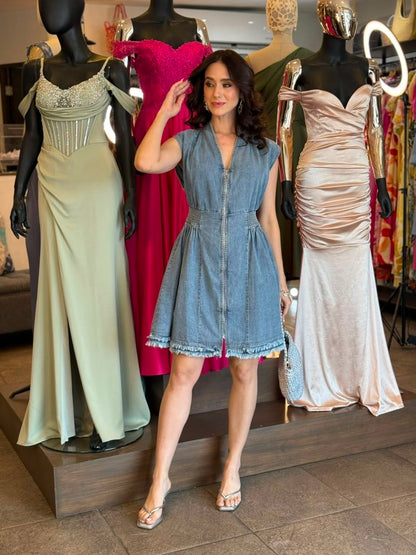 Denim Edge Zip Dress
