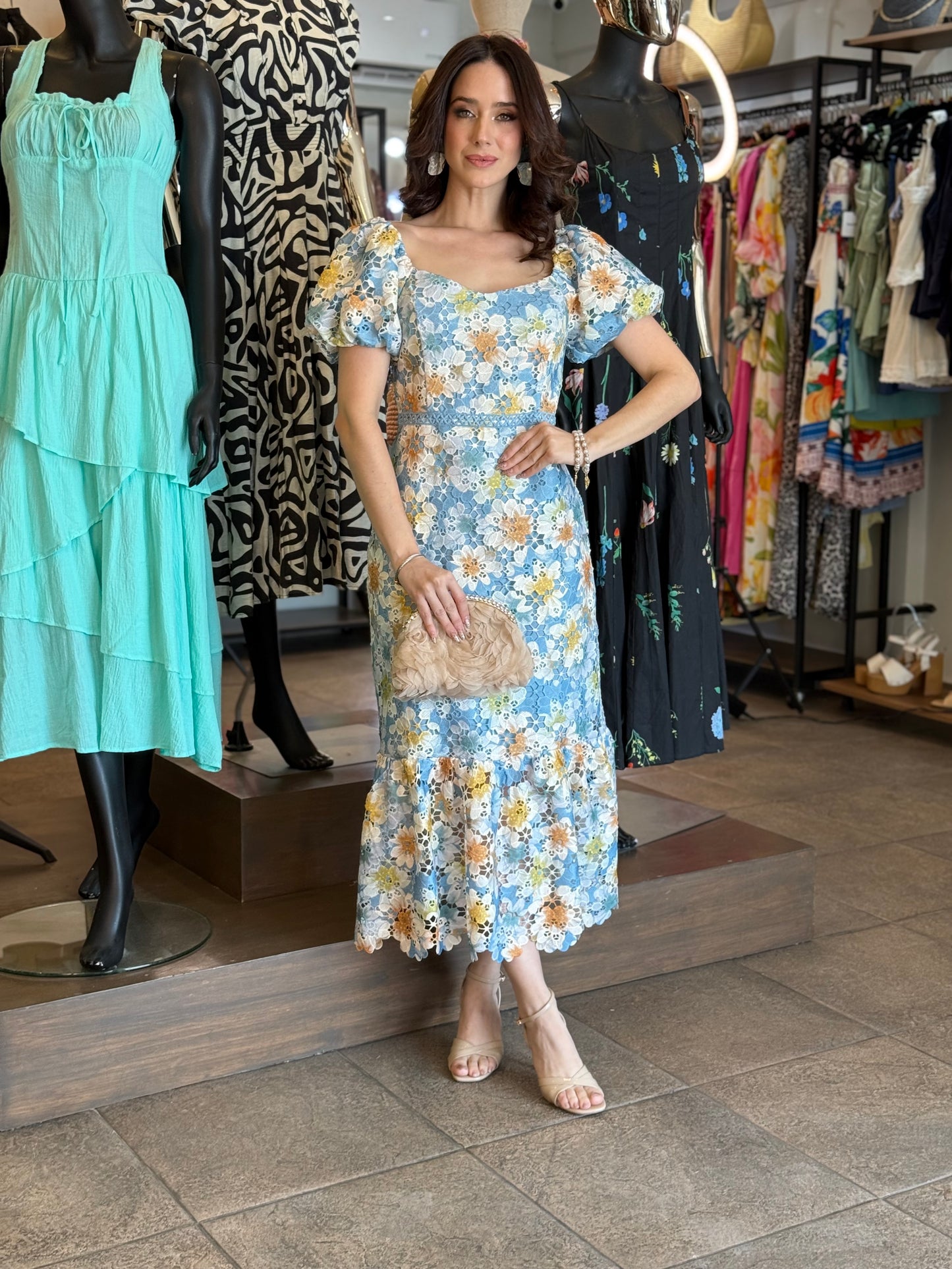 Blue Blossom Lace Dress