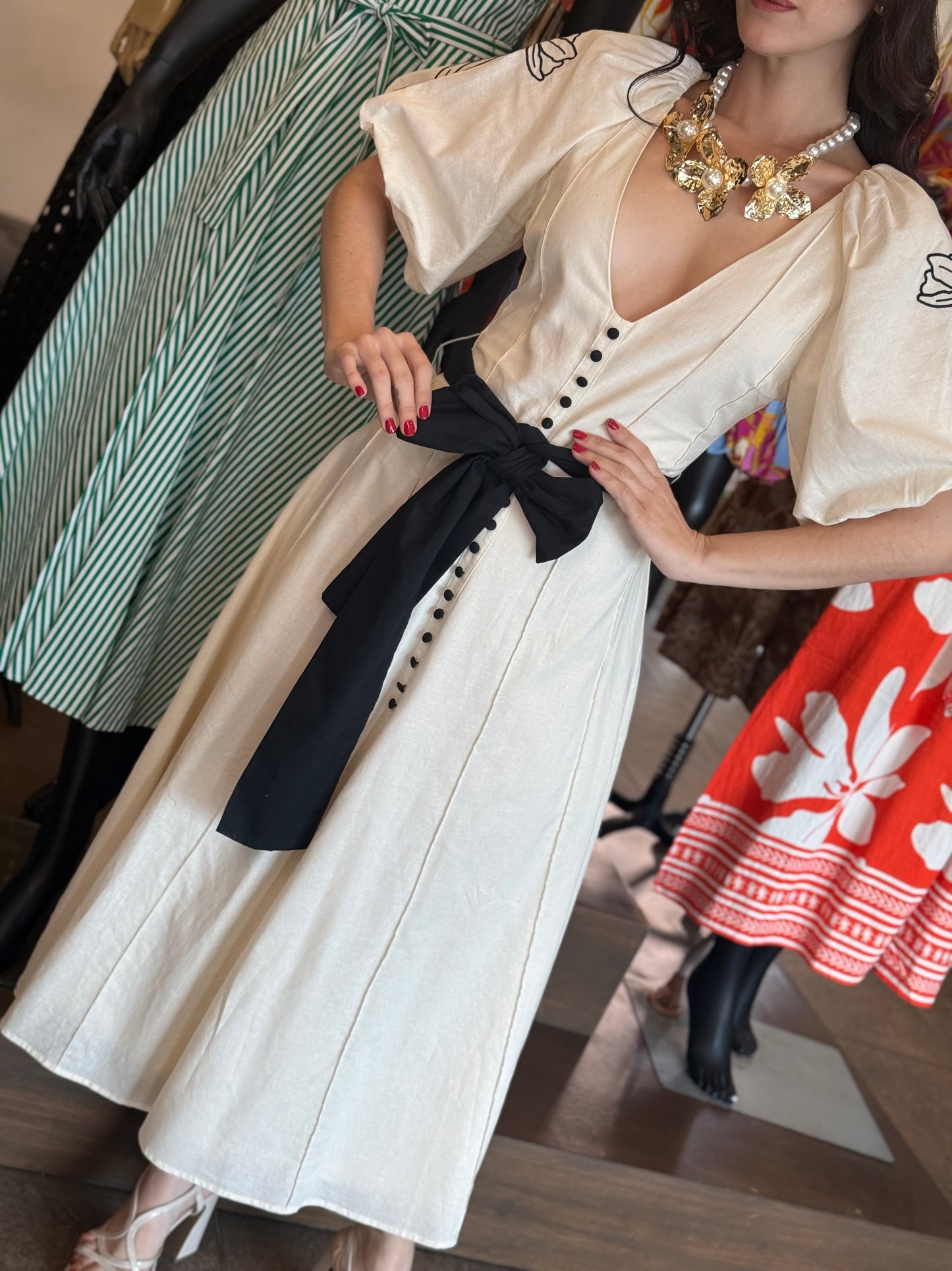 Ivory Contrast Elegance Dress