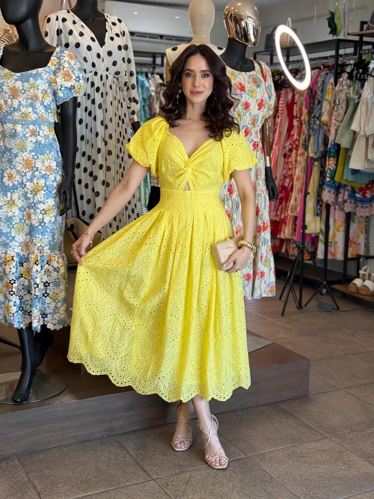 Sunlit Eyelet Midi Dress
