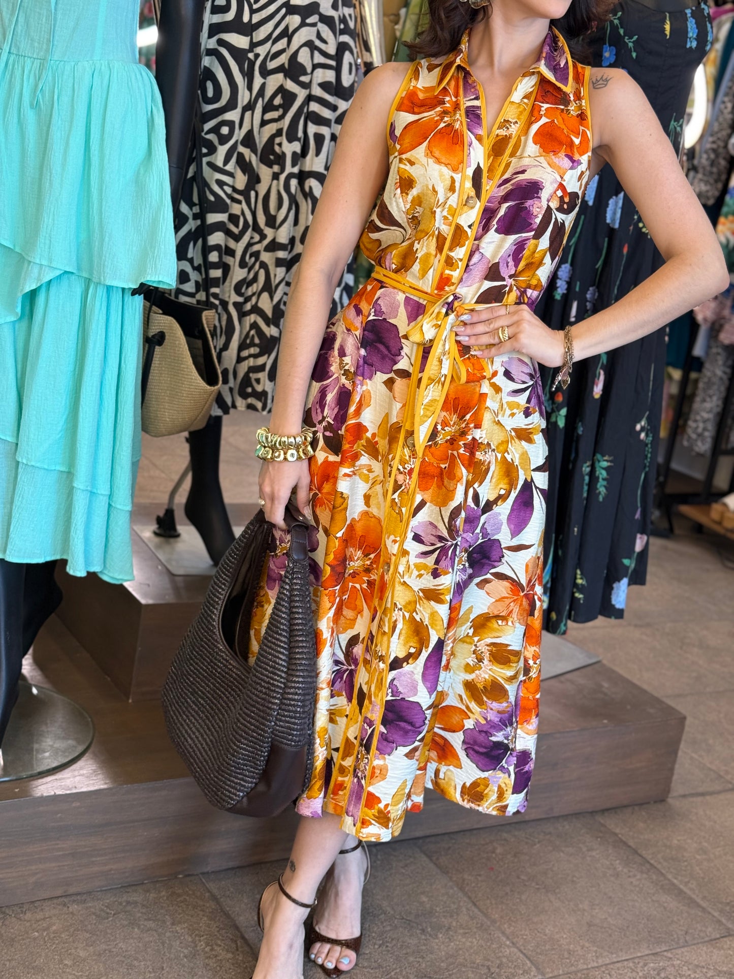 Autumn Bloom Shirt Dress