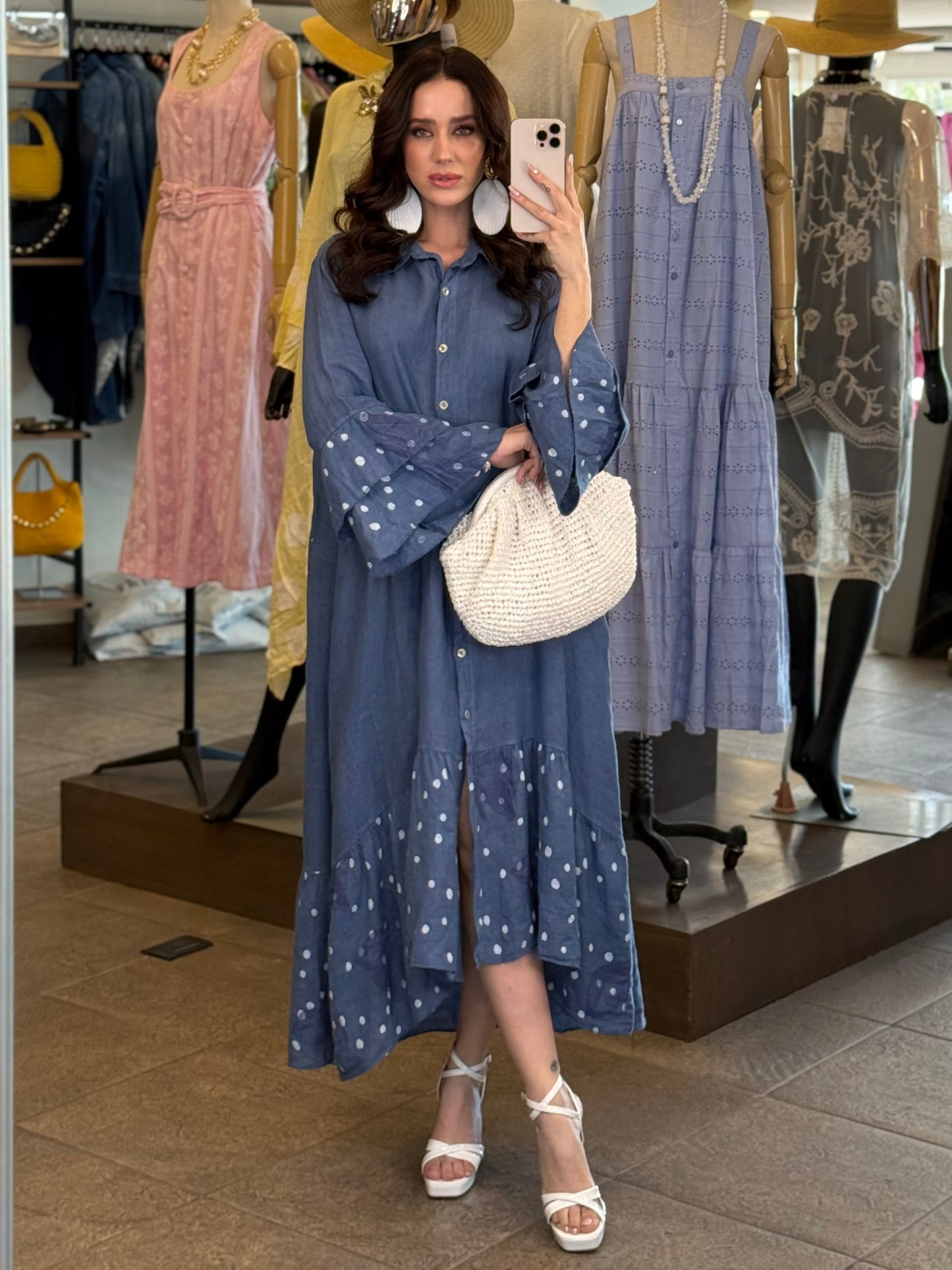Midnight Dots Denim Dress