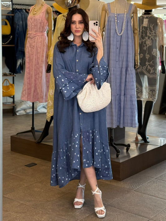 Midnight Dots Denim Dress