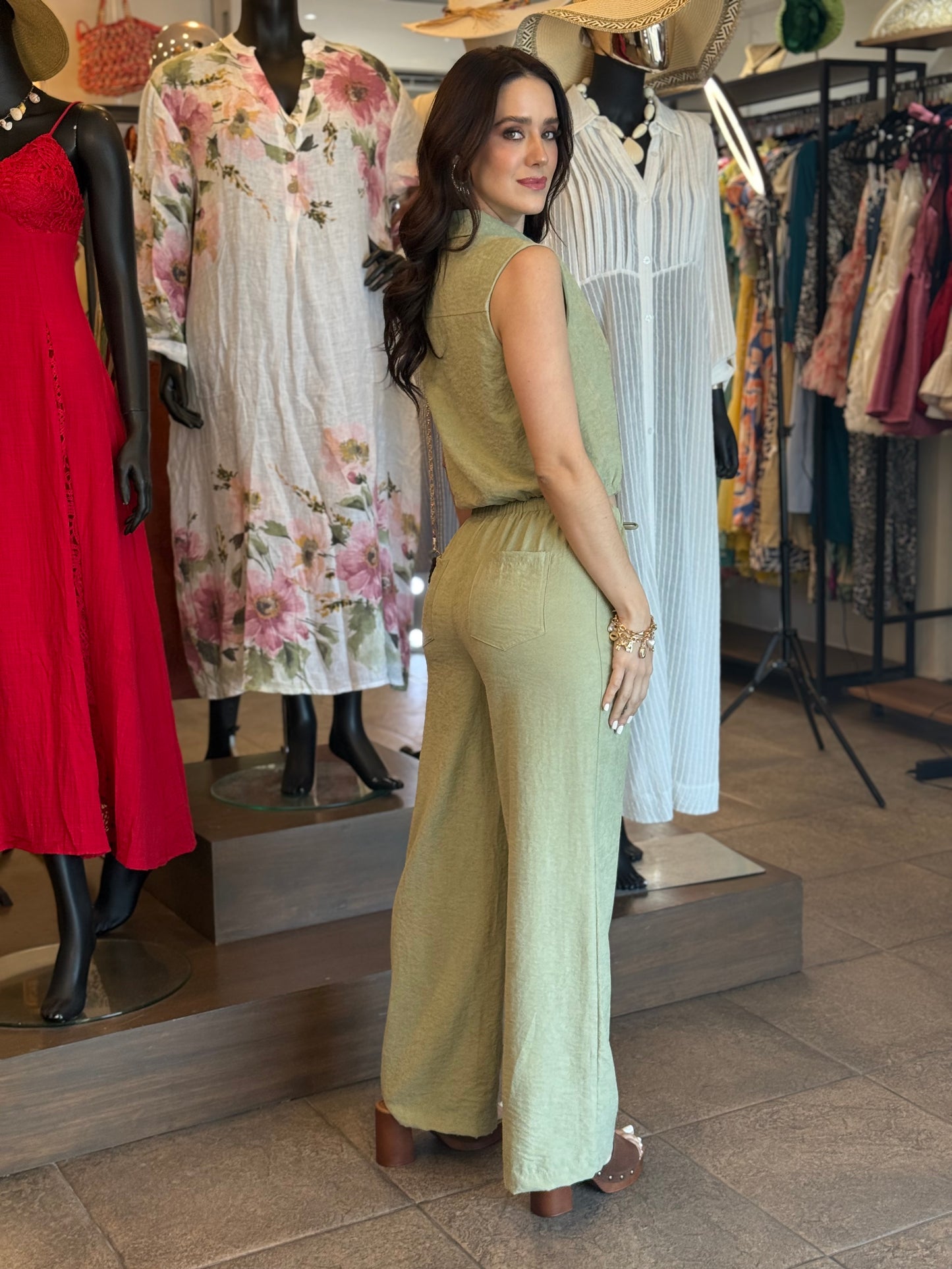 Olive Breeze Palazzo Set