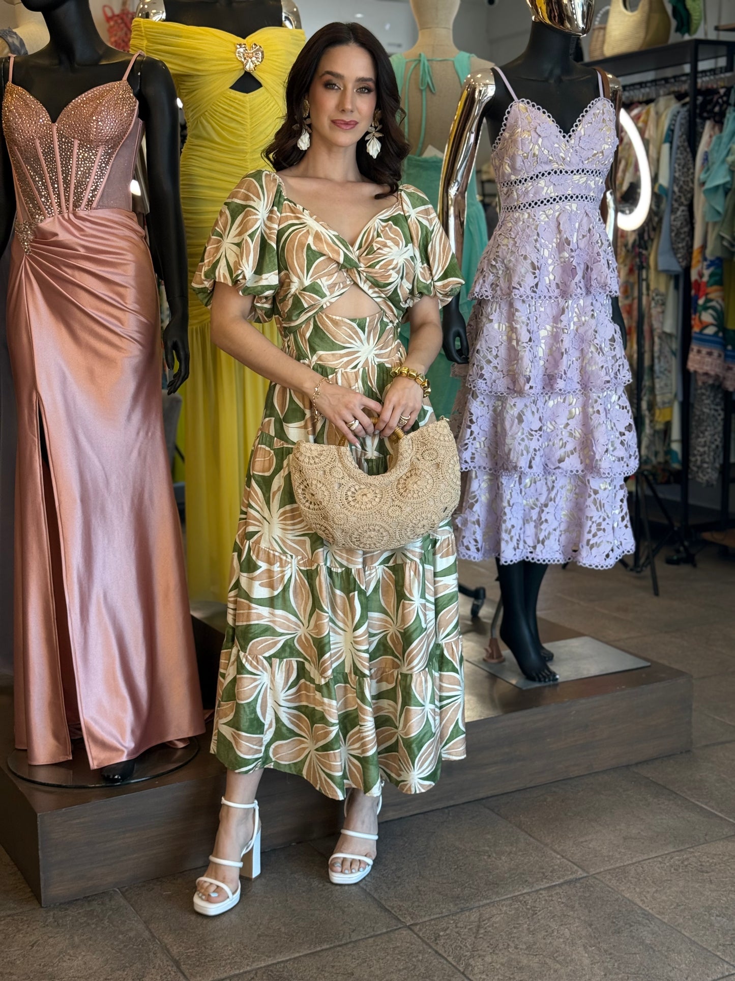 Tropical Twist Midi Dress