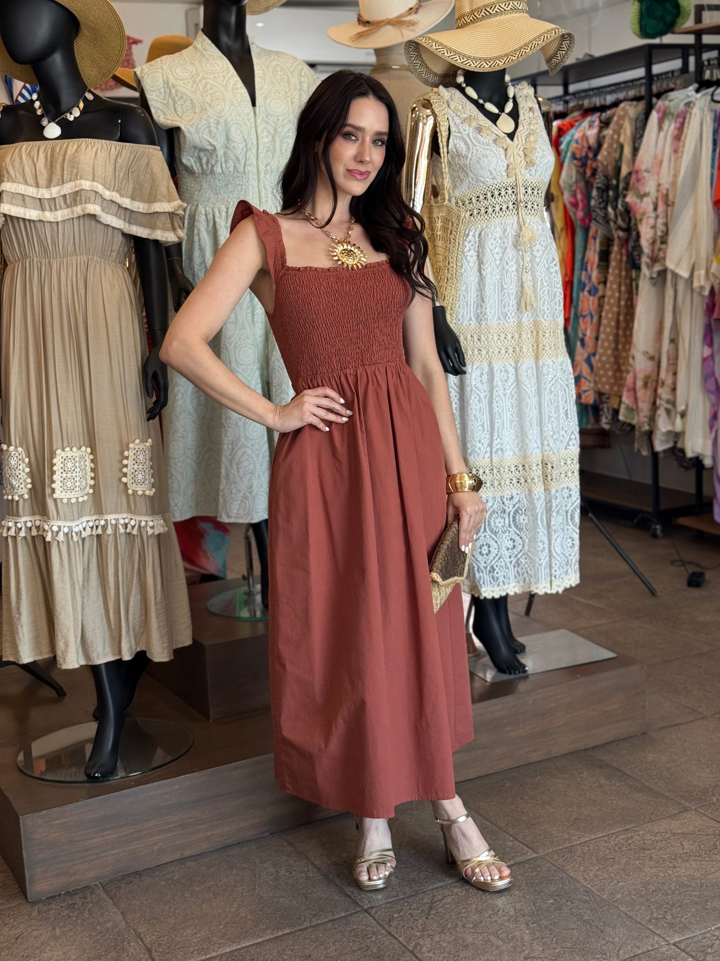 Terracotta Essence Midi Dress