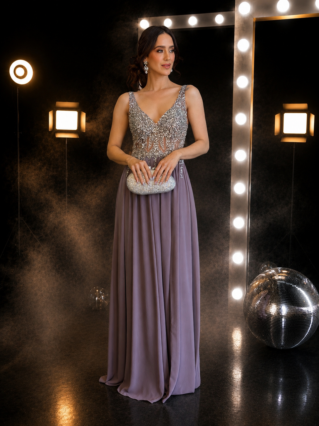 Silver Mist Evening Gown