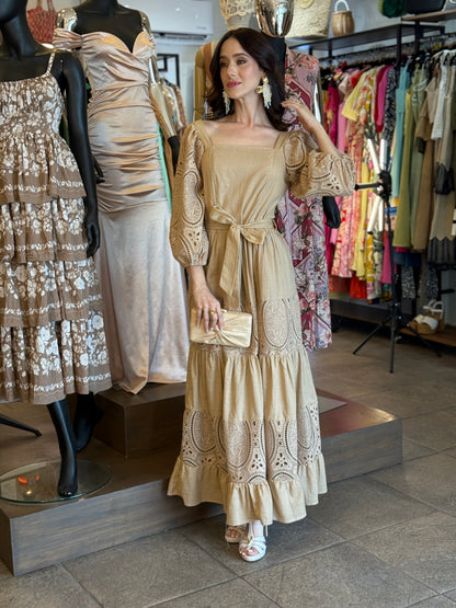 Golden Lace Charm Dress