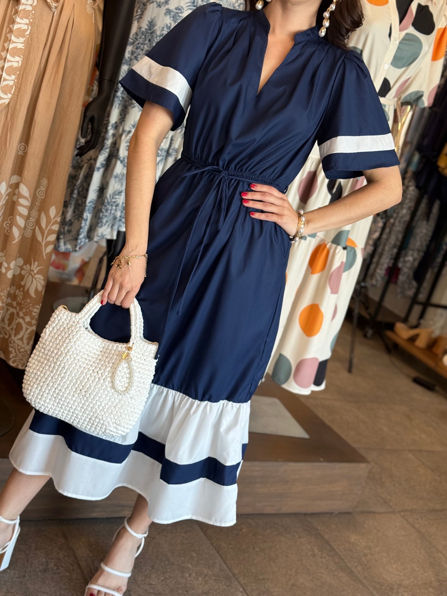 Sailor Elegance Midi Dress