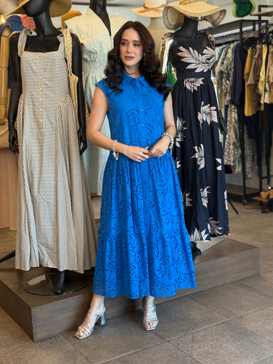 Royal Eyelet Midi Dress