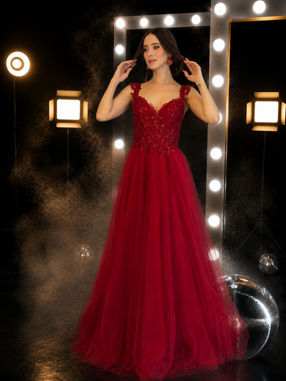 Crimson Royale Ball Gown