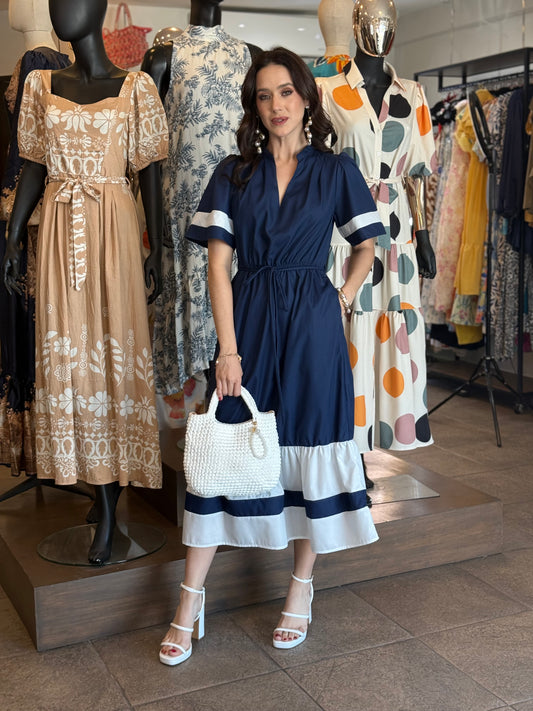 Sailor Elegance Midi Dress