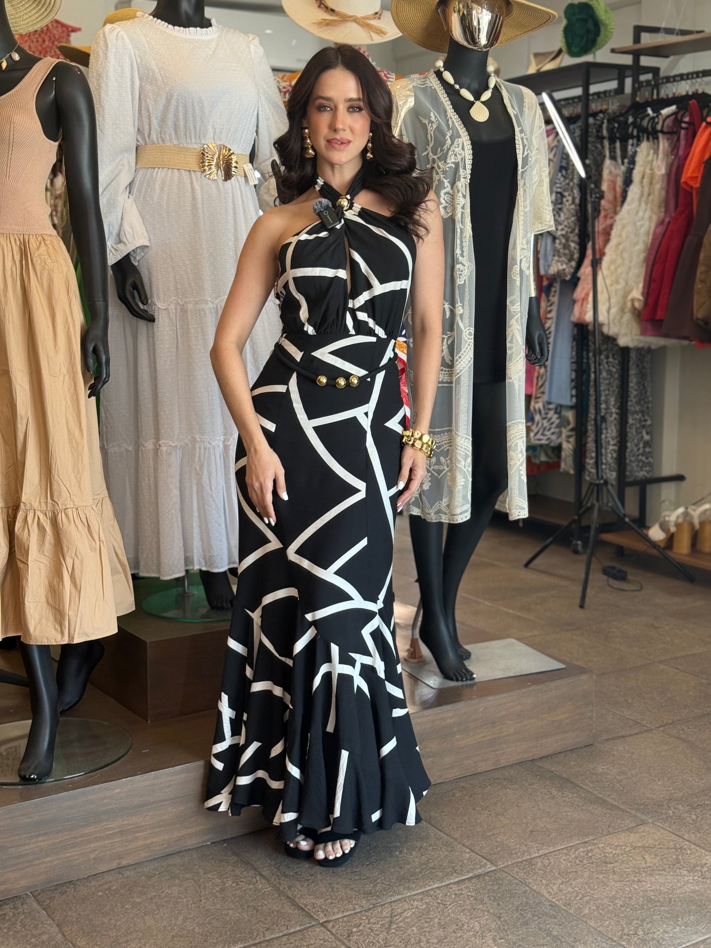 Noir Statement Halter Dress