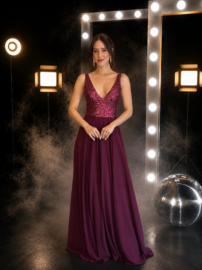 Burgundy Starlight Gown