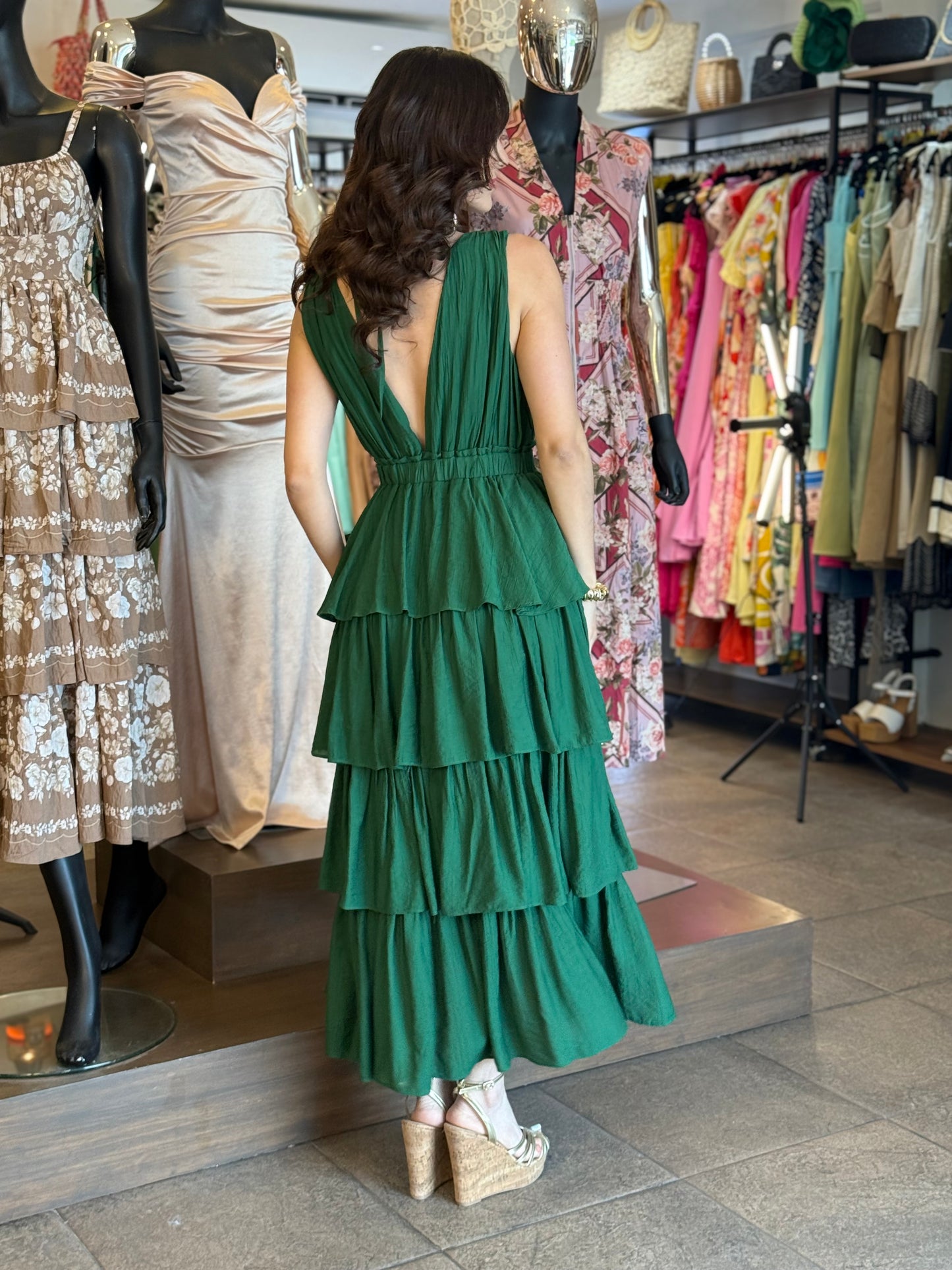 Vestido Emerald Cascade Dress