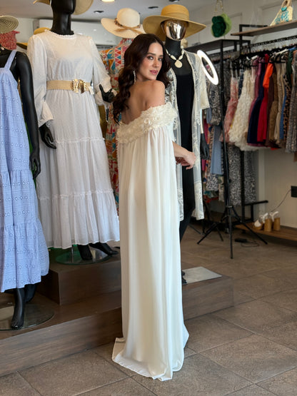 Ivory Bloom Cape Gown