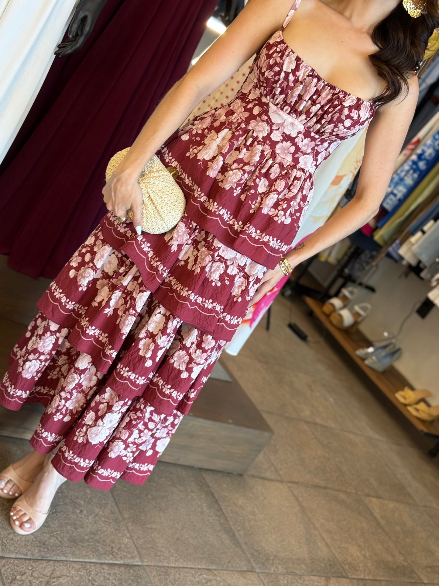 Burgundy Bloom Dress