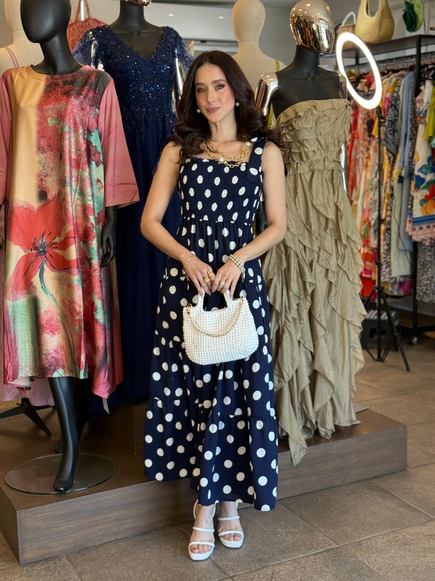 Midnight Dots Midi Dress