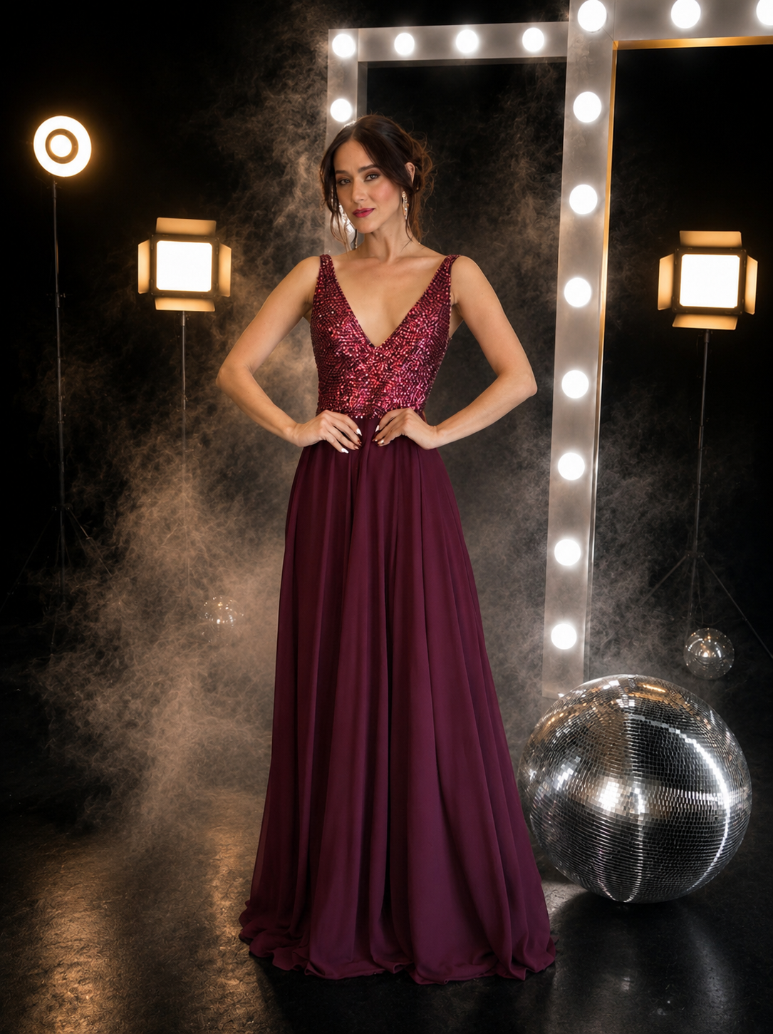 Burgundy Starlight Gown
