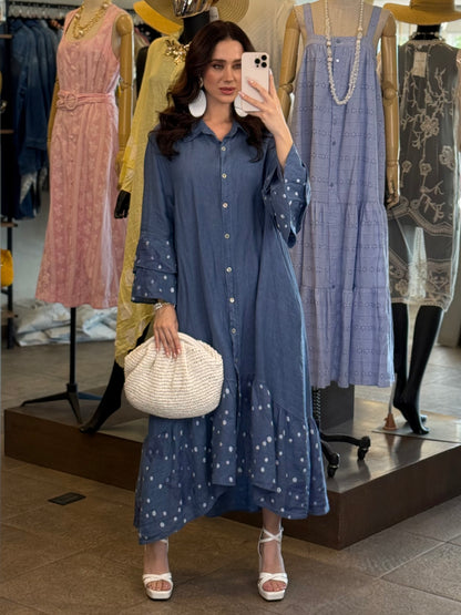 Midnight Dots Denim Dress