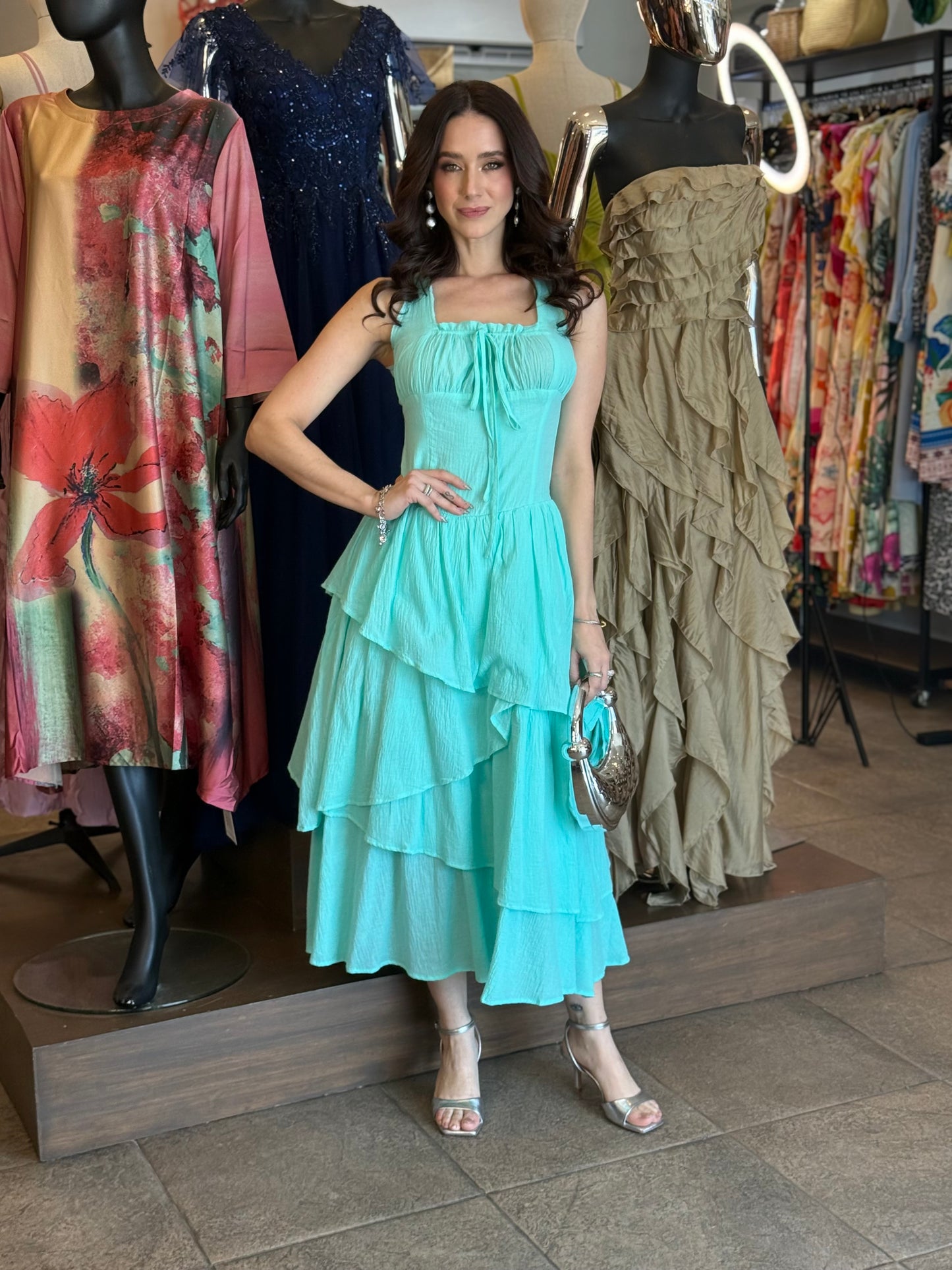 Sea Breeze Ruffle Dress