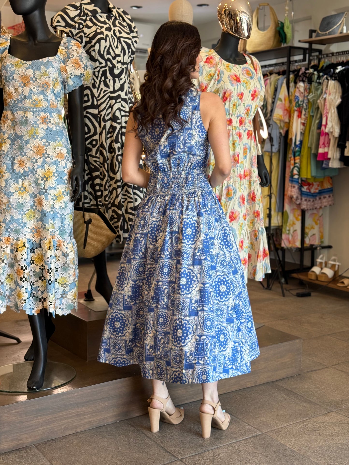 Azure Mosaic Shirt Dress