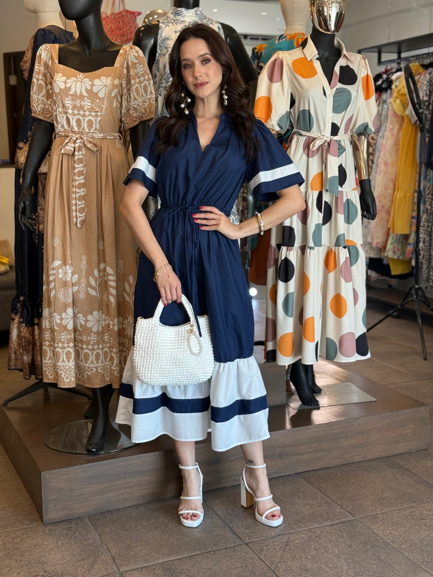 Sailor Elegance Midi Dress