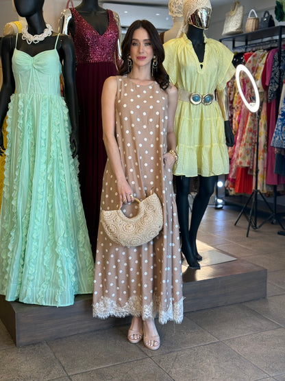 Vestido Mocha Dots Lace Dress