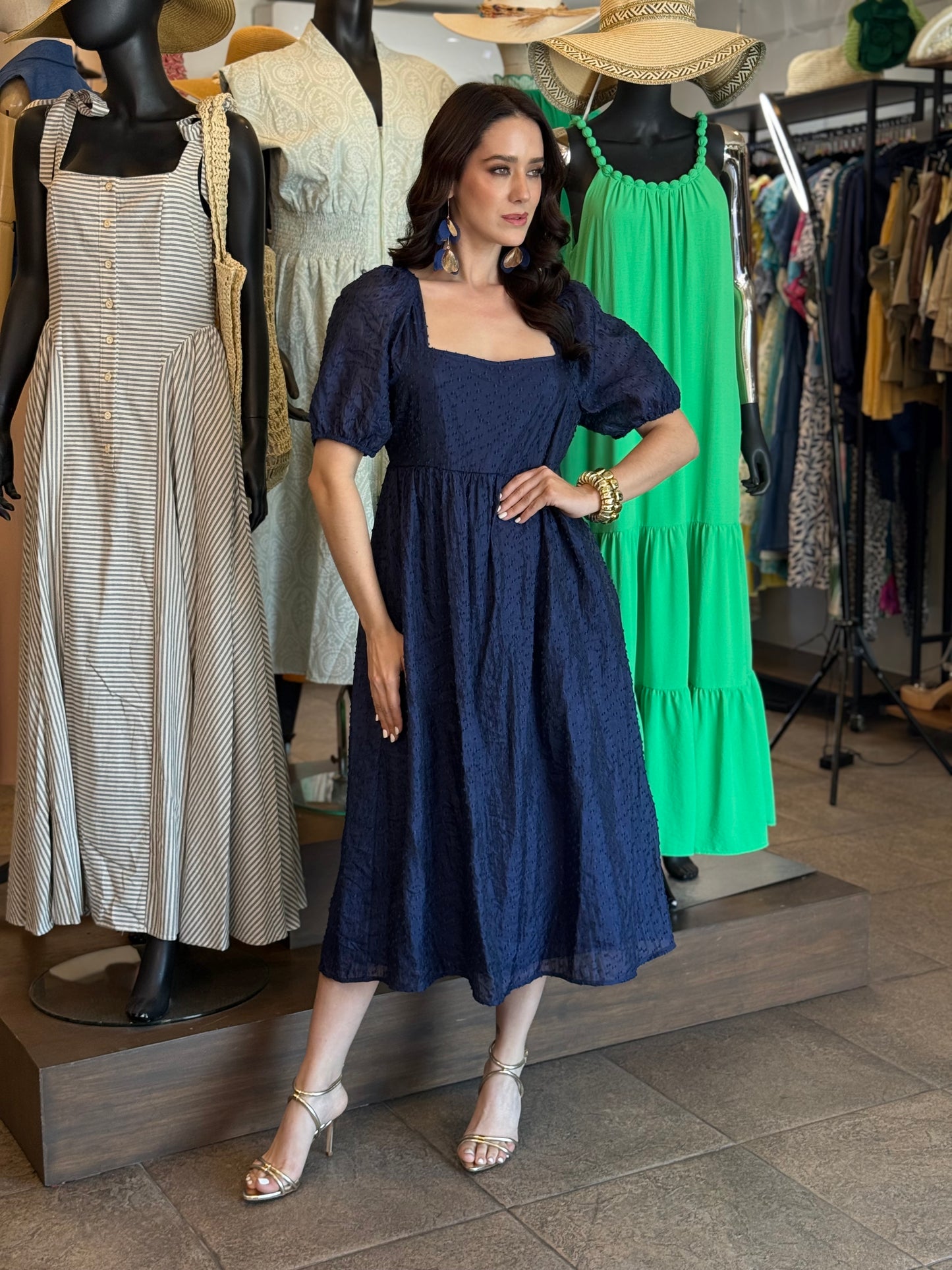 Midnight Elegance Midi Dress