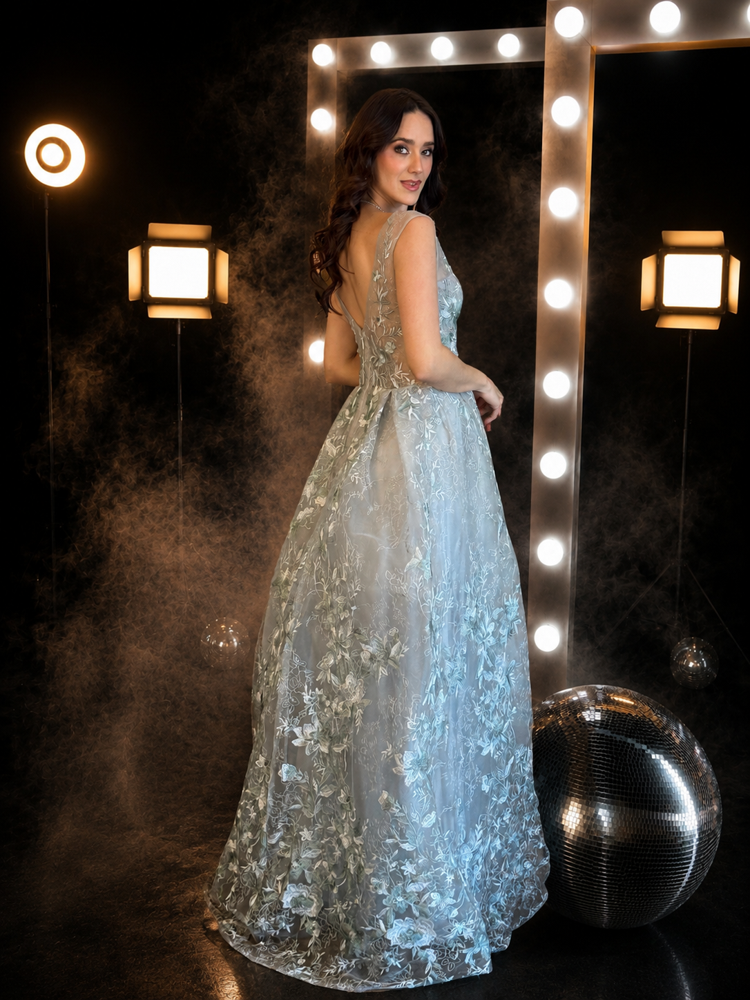 Silver Blossom Ball Gown