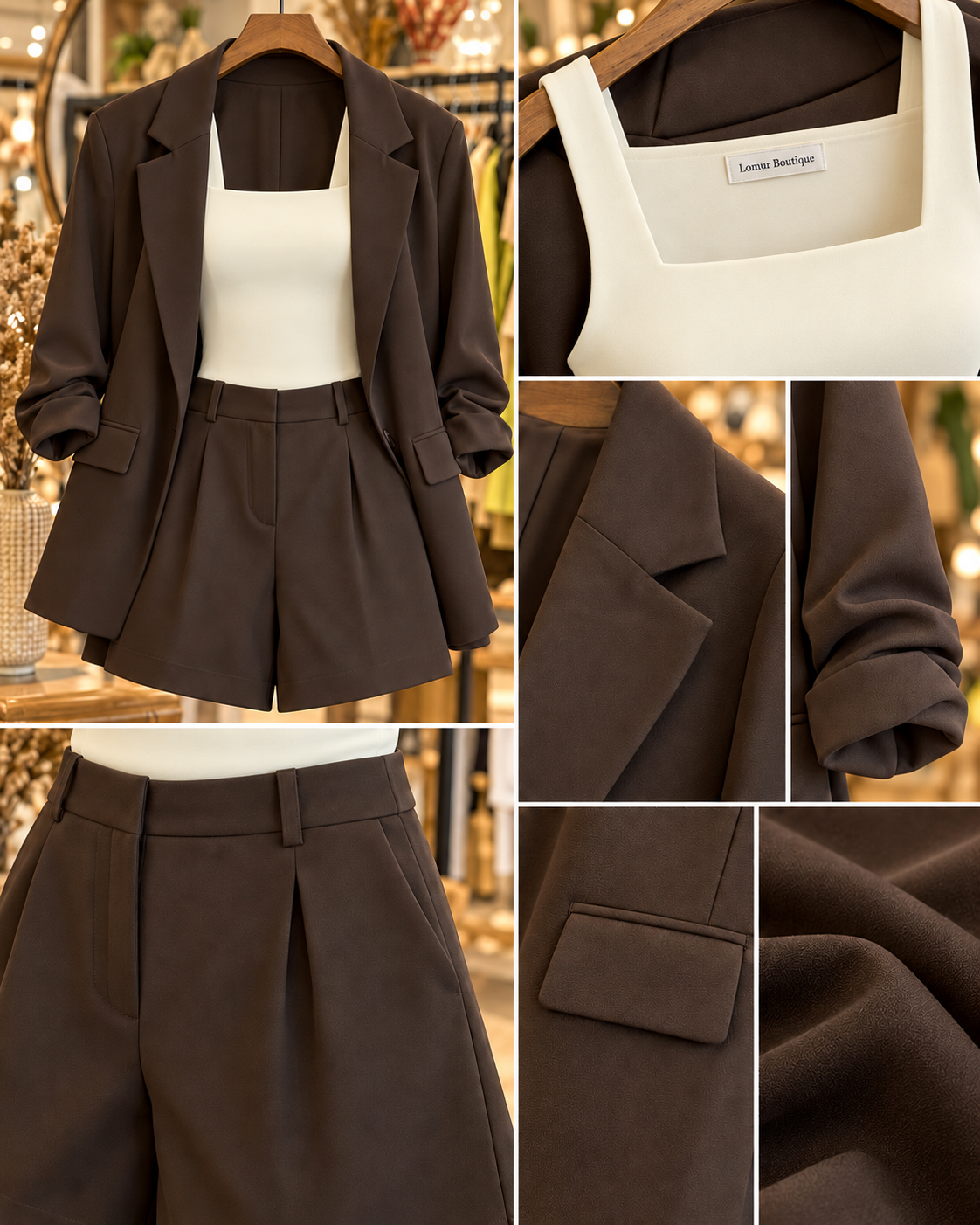 Mocha Chic Blazer & Shorts Set