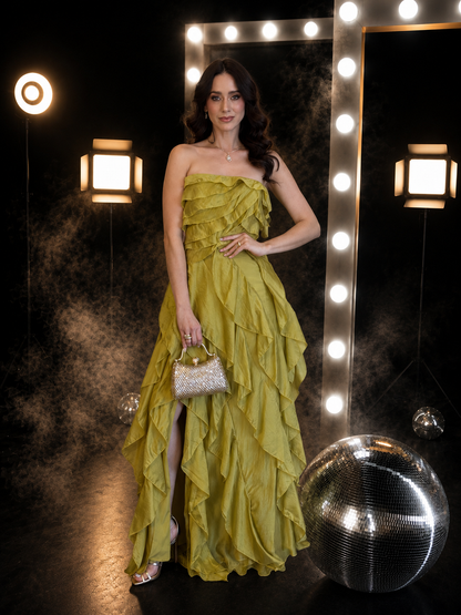 Olive Cascade Gown