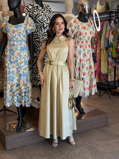 Golden Grace Halter Maxi Dress