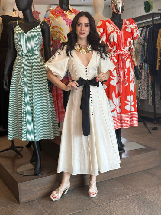 Ivory Contrast Elegance Dress