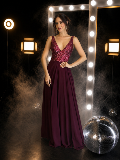 Burgundy Starlight Gown