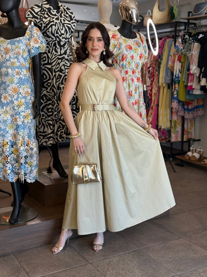 Golden Grace Halter Maxi Dress