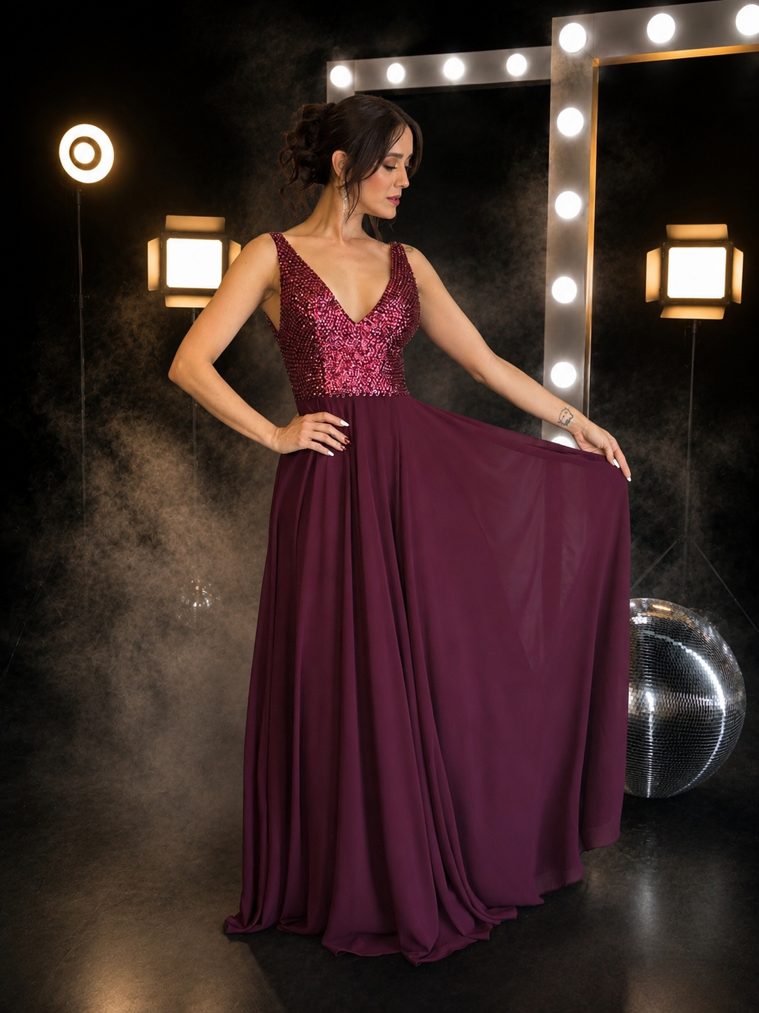 Burgundy Starlight Gown