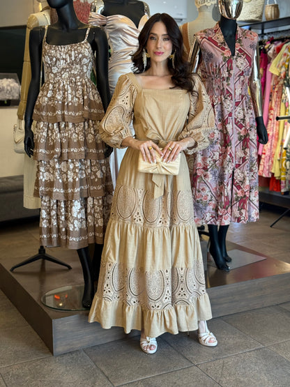Golden Lace Charm Dress