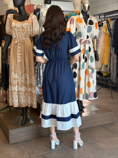 Sailor Elegance Midi Dress
