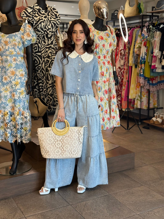Skyline Denim Wide-Leg Pants