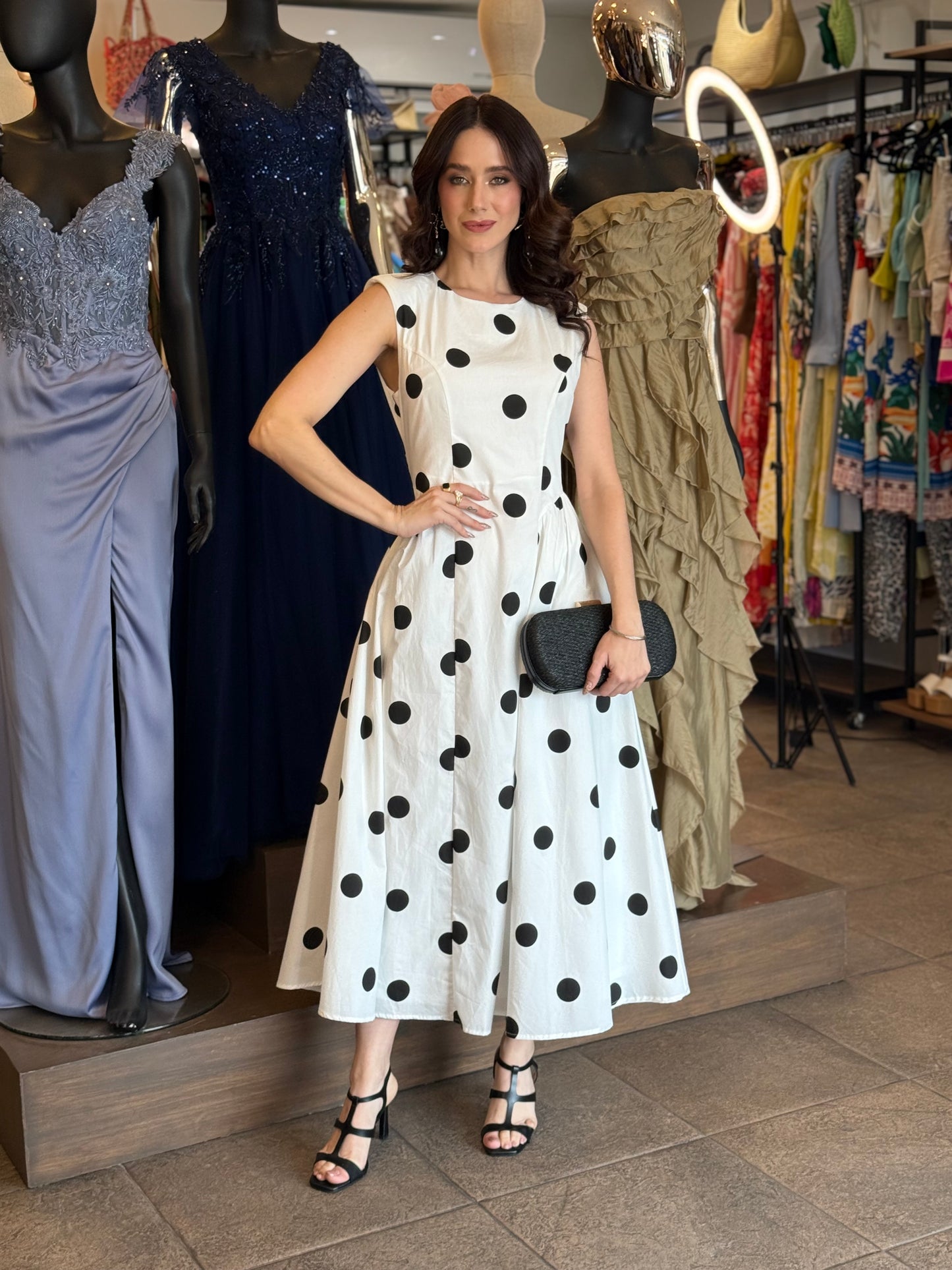 Monroe Polka Midi Dress
