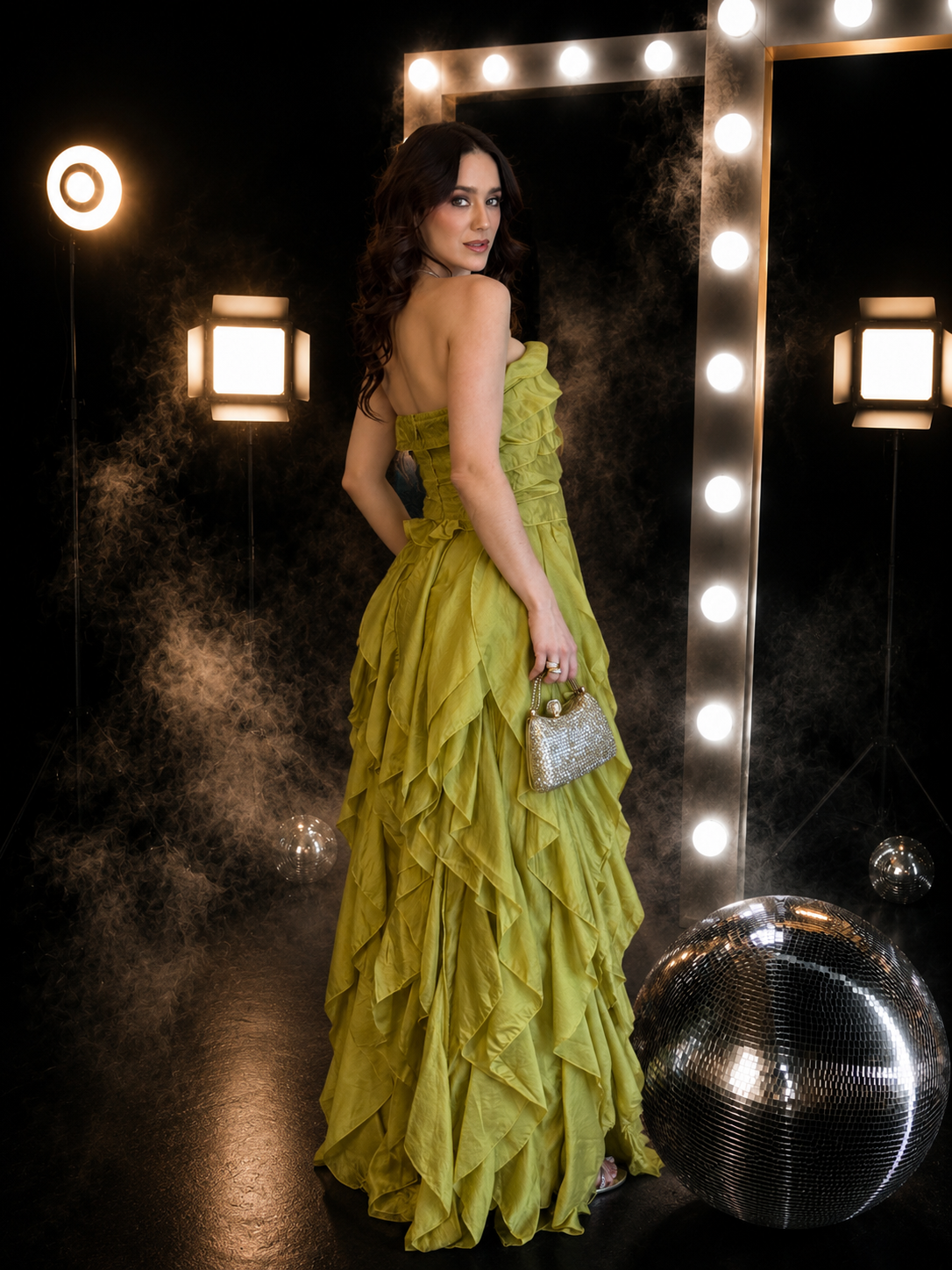 Olive Cascade Gown