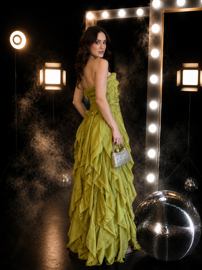 Olive Cascade Gown