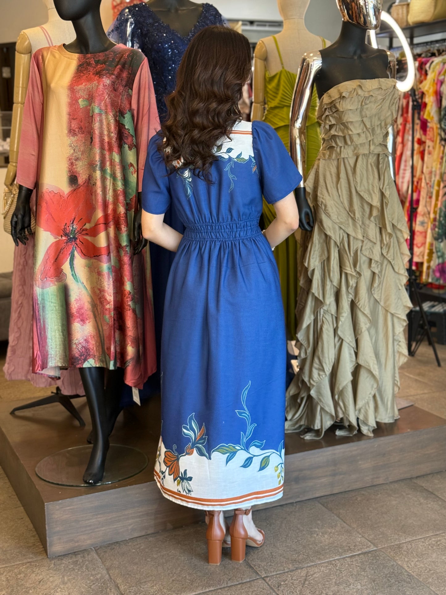 Ocean Bloom Midi Dress