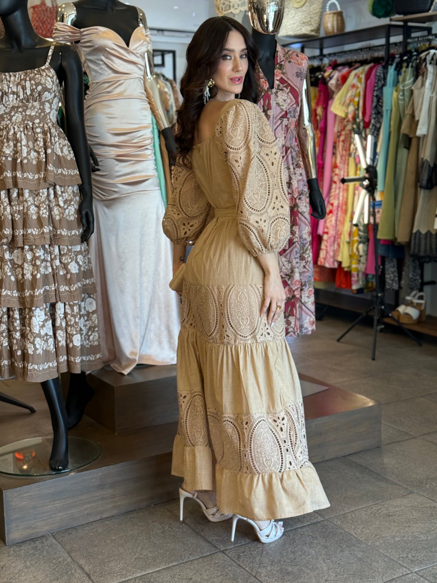 Golden Lace Charm Dress