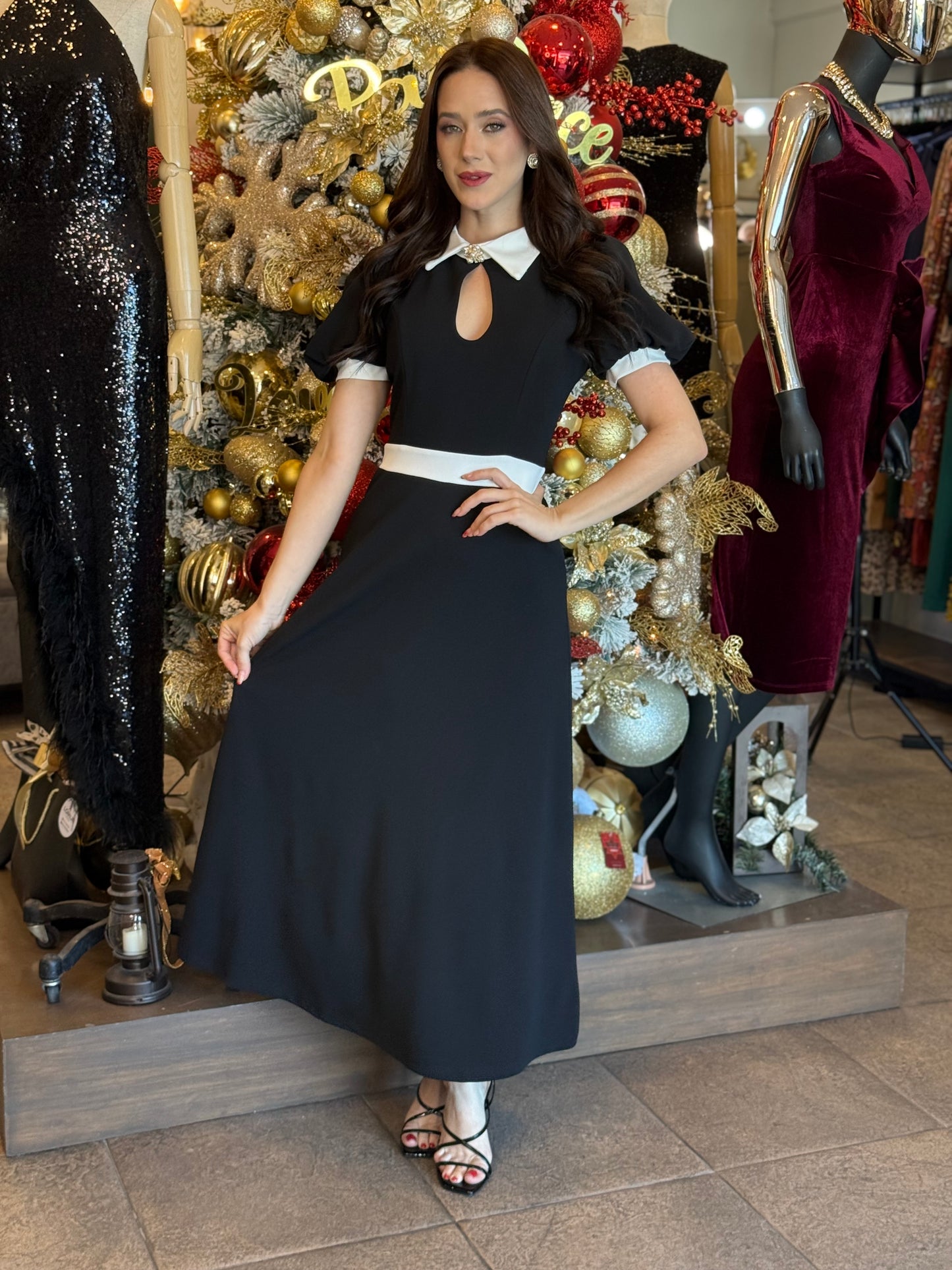 Midnight Contrast Collar Dress